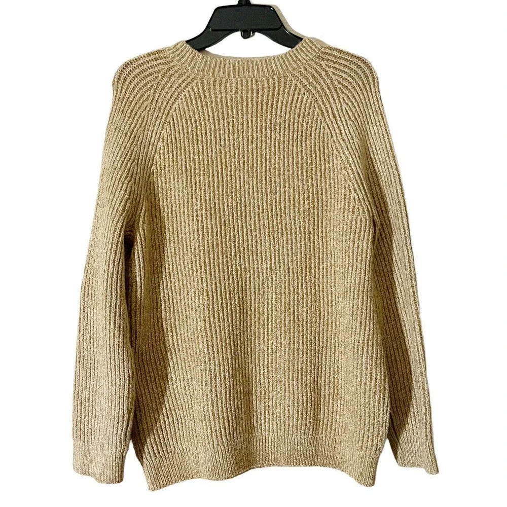BP Nordstrom Womens NWT Plaited Stitch Crewneck Pullover Sweater Tan Sz S Knit - Picture 5 of 7